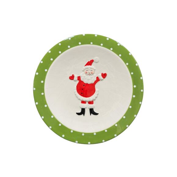 MWW Market Salad Dessert Plates Santa Reindeer Wreath Set of 2 - Picture 2 of 4